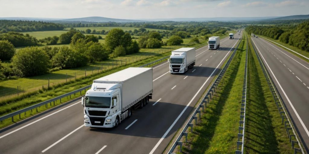 Trucks on a motorway