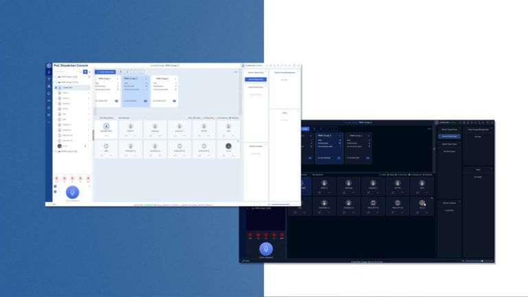 The web dispatcher console showing the live map and talkgroups