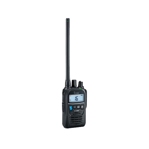 Icom IC-M85E VHF marine radio, angled view