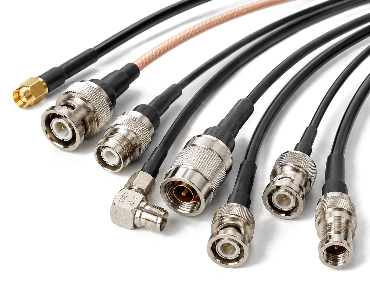 Pre-made coaxial cable leads with BNC, N-type, SMA and TNC connectors