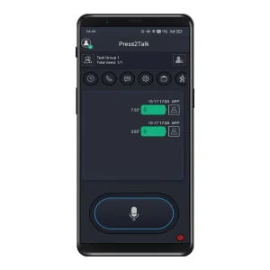Press2Talk PoC app talkgroup and PTT screen