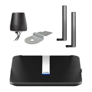 Signals vehicle Wi-Fi essentials kit: Cudy 4G router, rooftop antenna, bracket and Wi-Fi antennas