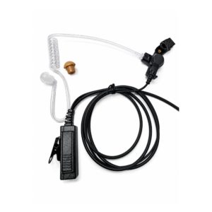 VC-65 acoustic tube radio earpiece with in-line PTT microphone